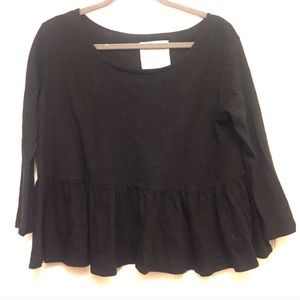 Free People Black Long Sleeved Crop Top